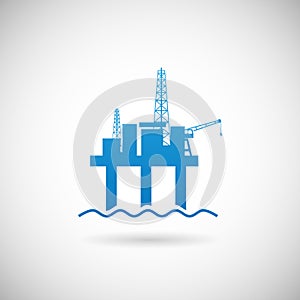 Oil Offshore Platform Colloquially Rig Symbol Icon Design Template on Grey Background Vector Illustration