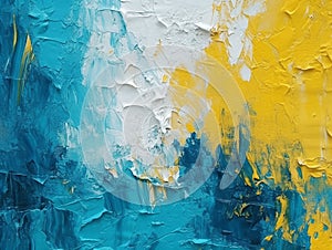 Oil Paint background canvas - cyan blue yellow