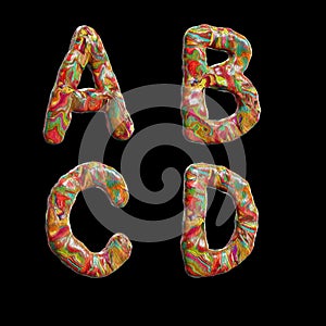 Oil paint multicolor splotchy alphabet - letters A-D