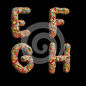 Oil paint multicolor splotchy alphabet - letters E-F photo