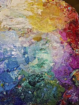 Oil paint palette of artist