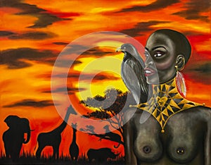 Oil painting of african woman