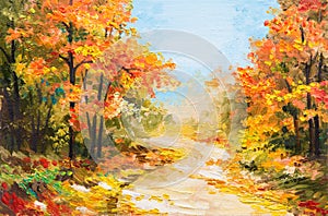 Oil painting - autumn forest