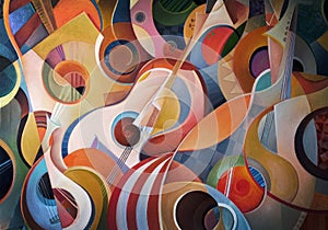 Oil painting background original cubist style modern, sound