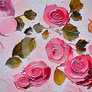 Oil painting of beautiful pink roses ai generative art
