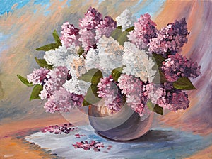 Oil Painting - bouquet of lilac