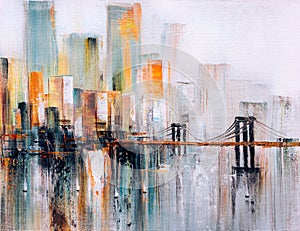 Oil Painting - Brooklyn Bridge, New York