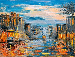 Oil Painting - Cable Car, San Francisco