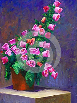 Oil-Painting - Canterbury bells photo