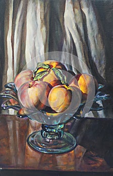 Oil painting on canvas of a fruit composition