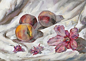 Oil painting on canvas of a fruit composition