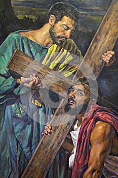 Oil painting on canvas of a religious scene