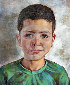 Oil painting on canvas of a teenager