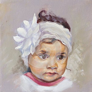 Oil painting of a child