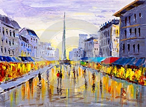 Oil Painting - City View of Europe