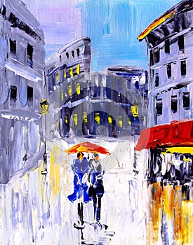 Oil Painting - City View of Italy