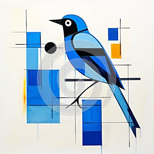 Blue Bird: Bauhaus-inspired Conceptual Installation Art photo