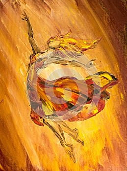 Oil painting, Fire ballerina