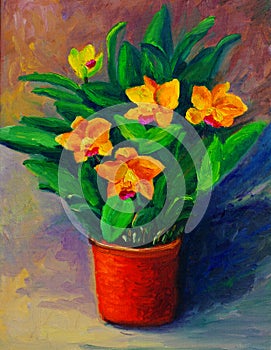 Oil Painting - Flowers in a Bottle (Narcissus) photo
