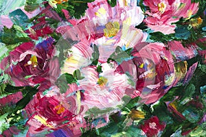 Oil painting, Flowers. impressionism style, flower painting, still painting canvas, artist. for design or print floral