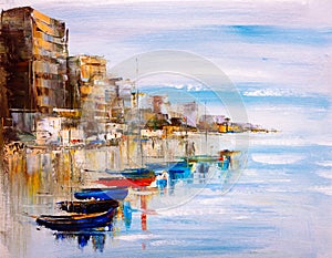 Oil Painting - Harbor View