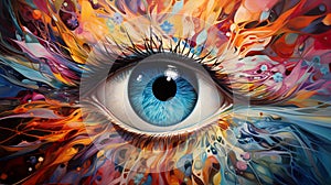 An oil painting that interprets the abstract beauty of an eye