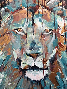 Oil painting of Lion of Judah photo