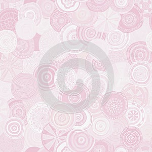 Oil painting pink and white colored seamless pattern with Different dotted pink and white circles on textured canvas