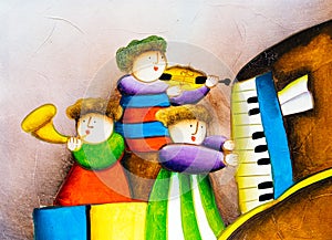 Oil Painting - Playing Piano