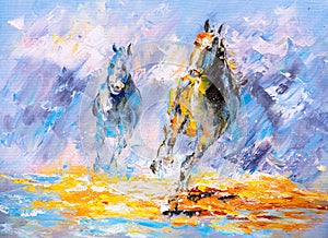 Oil Painting - Running Horse photo