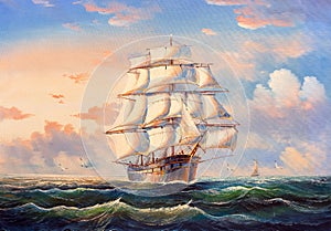 Oil Painting - Sailing Boat photo