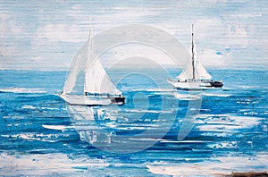 Oil Painting - Sailing Boat photo