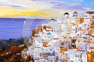 Oil Painting - Santorini, Greece