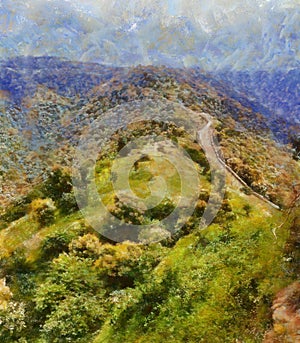 Oil painting Scenario of mountain view