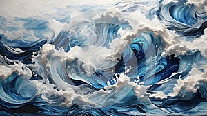 oil painting with sea waves