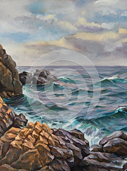 Oil painting of a seascape