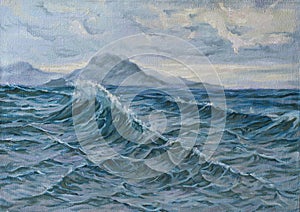 Oil painting of a seascape