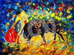 Oil Painting - Spanish Bullfight, Corrida De Toros photo