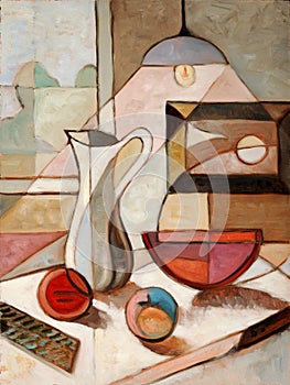 Oil Painting of Still Life With Pitcher