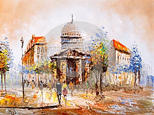 Oil Painting - Street View of Paris