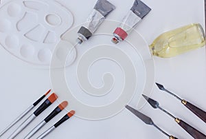 Oil painting tools isolated