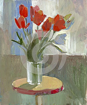 Oil painting tulips