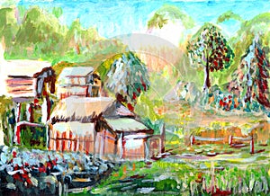 Oil painting Village