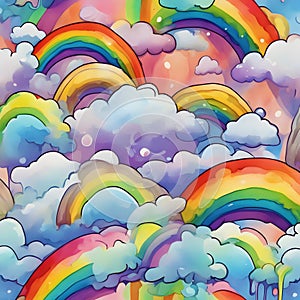 oil painting watercolor multi-rainbow ultra hd realistic vivid colors gen ai