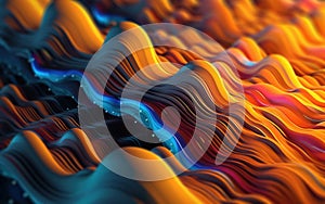 Oil Painting of Yellow and Pinl 3d Wavy and Curve Abstract Digital Background