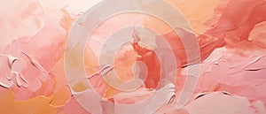 Oil peach color paint background, texture of pattern of rough paintbrush strokes on canvas. Theme of art, brush, pastel, pantone,