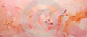 Oil peach paint background, texture of pattern of rough paintbrush strokes. Theme of art, brush, pastel, pantone color, abstract