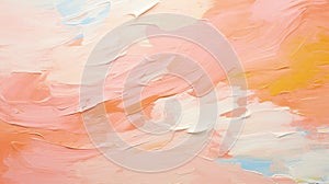 Oil peach paint texture background, delicate pattern of rough paintbrush strokes. Theme of art, brush, pastel, pantone color,