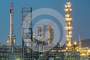 Oil petrochemical plant in night time