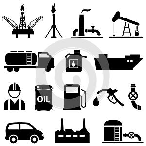 Oil, petroleum and gasoline icons